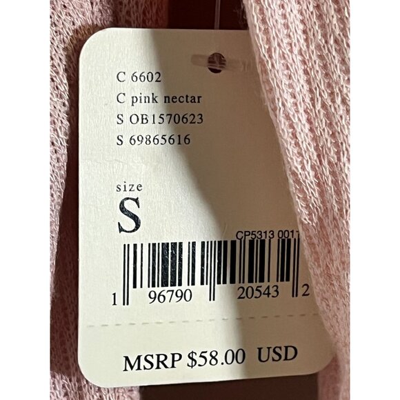 Free People Waffle Knit Bodysuit Pink S Henley Feminine Coquette Chic Boho Folk - Picture 7 of 12